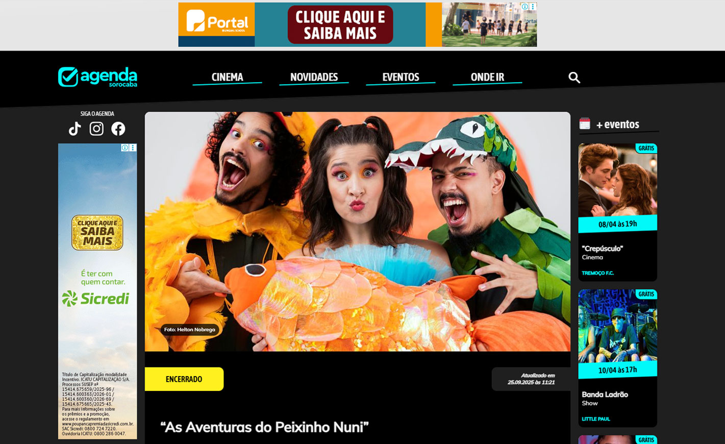 Sábado (04/10), o Teatro Municipal Teotônio Vilela recebe o espetáculo musical “As Aventuras do Peixinho Nuni”!